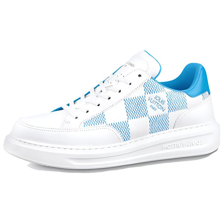 Louis Vuitton Beverly Hills Sneakers 'White with Blue Plaid' 1AA5J5