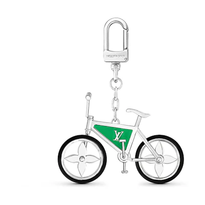 LOUIS VUITTON Bike Metal Enamel Rubber Keychain Unisex Silver. M77148