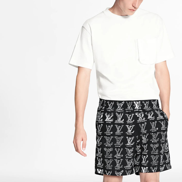 Details for LOUIS VUITTON Celana Pendek Santai Motif Kartun Hitam 1A8HGI