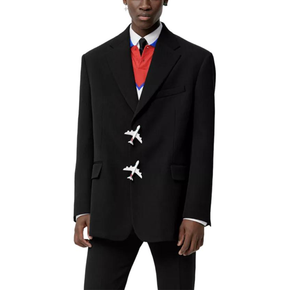 Shop LOUIS VUITTON Black Casual Blazer with Airplane Button Design. 1A973D