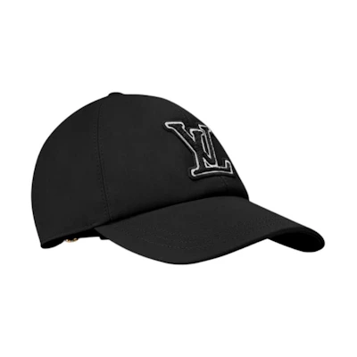 Louis Vuitton Black Cotton Baseball Cap with Front LV Logo Unisex Couple Style. m7282m