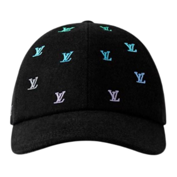 LOUIS VUITTON Black Denim Cotton Baseball Cap with Logo Design M7974L