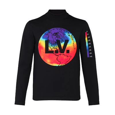 Louis Vuitton Black High-Neck Sweatshirt with Earth Print 1A5W8H