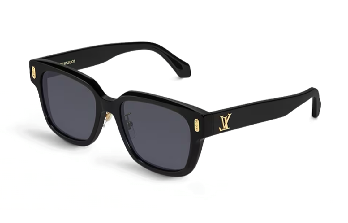 LOUIS VUITTON Black Irregular Logo Engraved Unisex Sunglasses Z2063U 圖 2