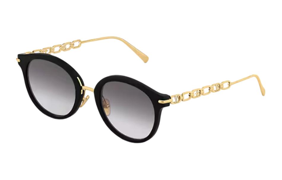 LOUIS VUITTON Black Irregular Metal Acetate Unisex Sunglasses with Hollow Logo. z2112u 圖 2