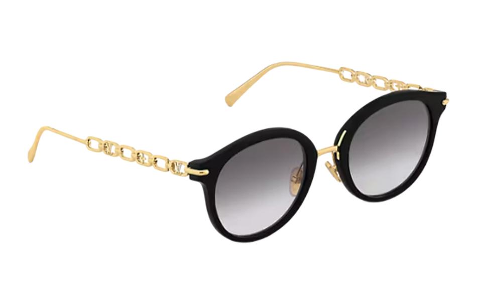 LOUIS VUITTON Black Irregular Metal Acetate Unisex Sunglasses with Hollow Logo. z2112u 圖 4