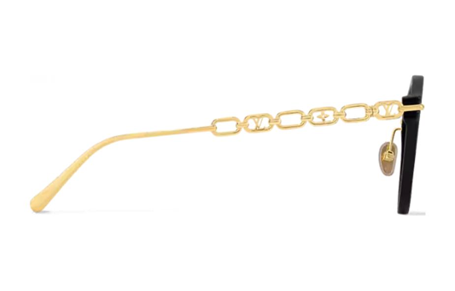 LOUIS VUITTON Black Irregular Metal Acetate Unisex Sunglasses with Hollow Logo. z2112u 圖 5