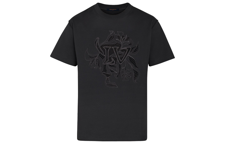 Louis Vuitton Black Lace Embroidered Crewneck T-Shirt 1A7QF