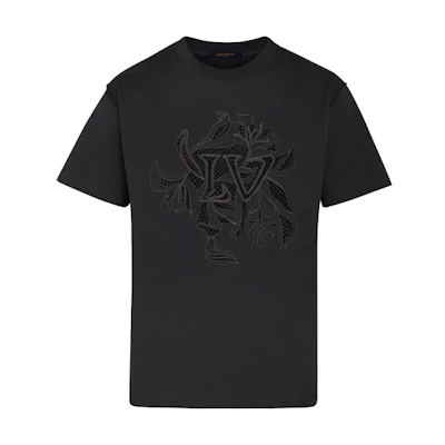 Louis Vuitton Black Lace Embroidered Crewneck T-Shirt 1A7QF