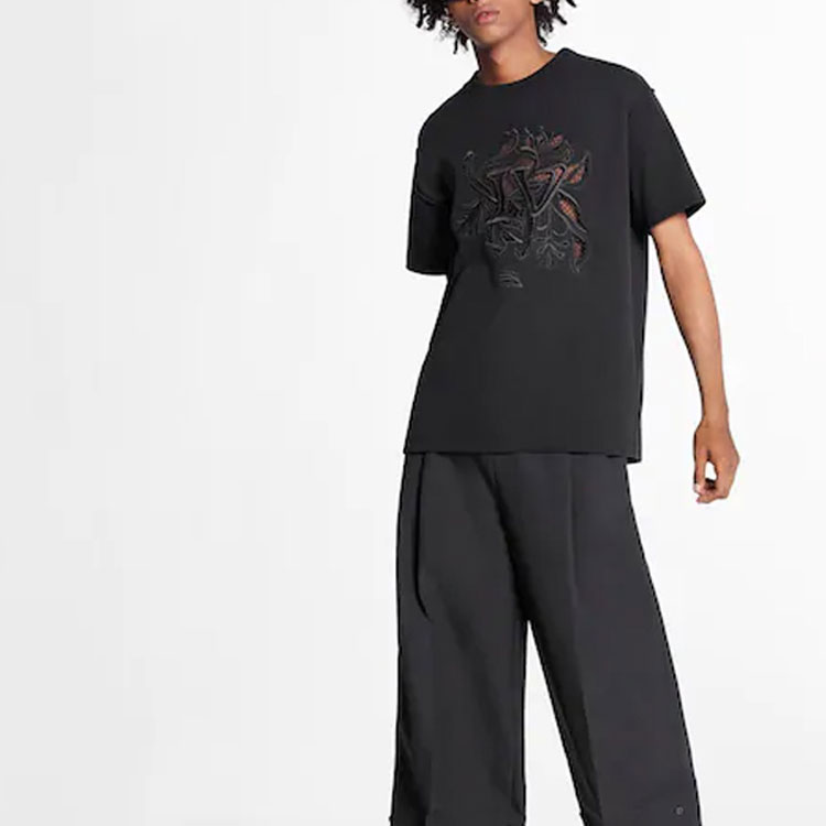 Louis Vuitton Black Lace Embroidered Crewneck T-Shirt 1A7QF 圖 3