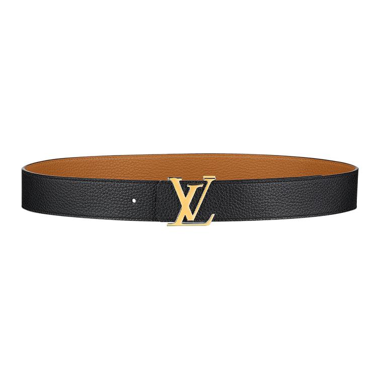 Louis Vuitton Black Leather Belt with Logo Buckle, 4cm Width M9151