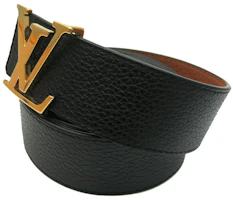Shop Cinturón Louis Vuitton Negro de Cuero con Hebilla Logo, Anchura 4cm M9151