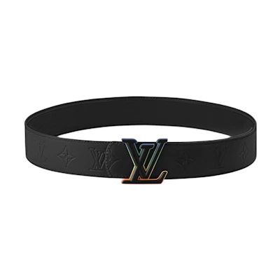 Louis Vuitton Black Leather Belt with Logo Design and Metal Accents 4CM Wide M8933T