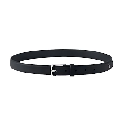 Louis Vuitton Black Leather Belt with Logo Design and Metal Accents 35CM M8924U