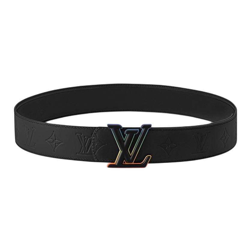 Louis Vuitton Black Leather Belt with Logo Design and Metal Details 4CM Wide M8933V