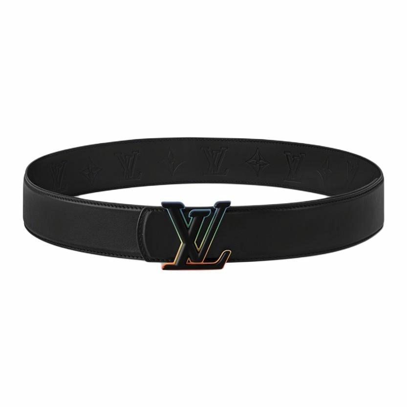LOUIS VUITTON Black Leather Belt with Logo Design and Metal Accents 4CM M8933S 圖 3