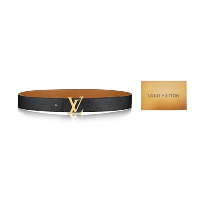 Louis Vuitton Black Leather Belt with Metal Logo Buckle 4cm Width Original Box M9151