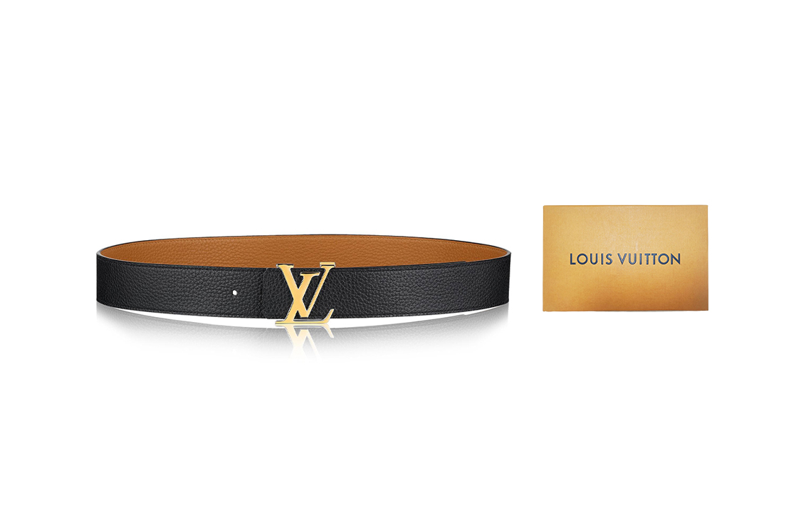 Louis Vuitton Black Leather Belt with Metal Logo Buckle 4cm Width Original Box M9151 圖 2