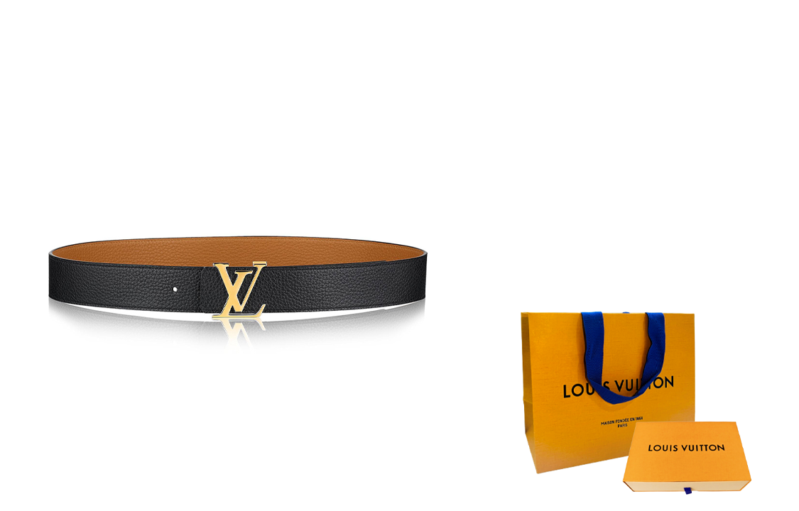 Louis Vuitton Black Leather Belt with Metal Logo Buckle 4cm Width Original Box M9151 圖 7