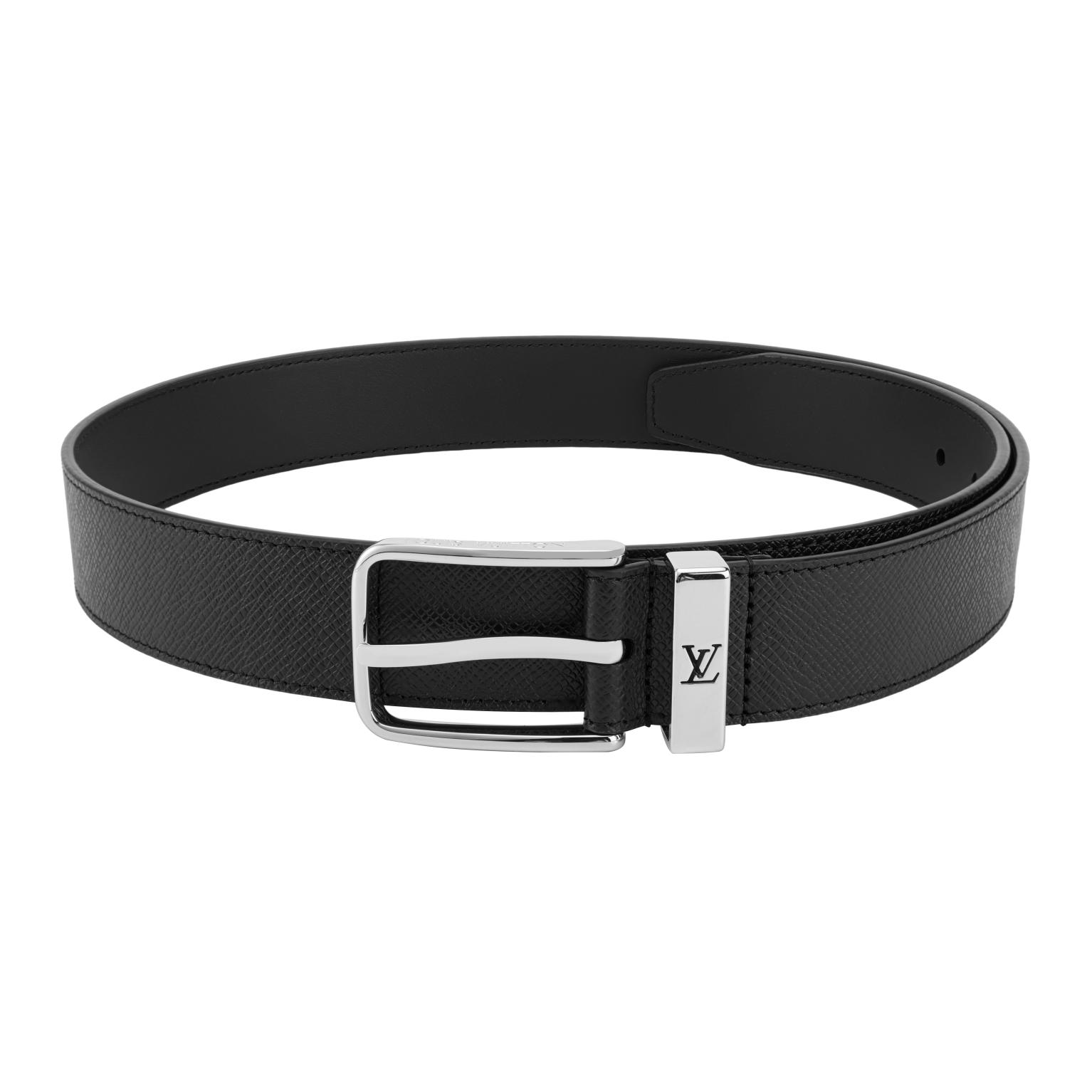 Lookbook Louis Vuitton 黑色皮革腰帶，簡約扣環，35cm 寬 M0000T