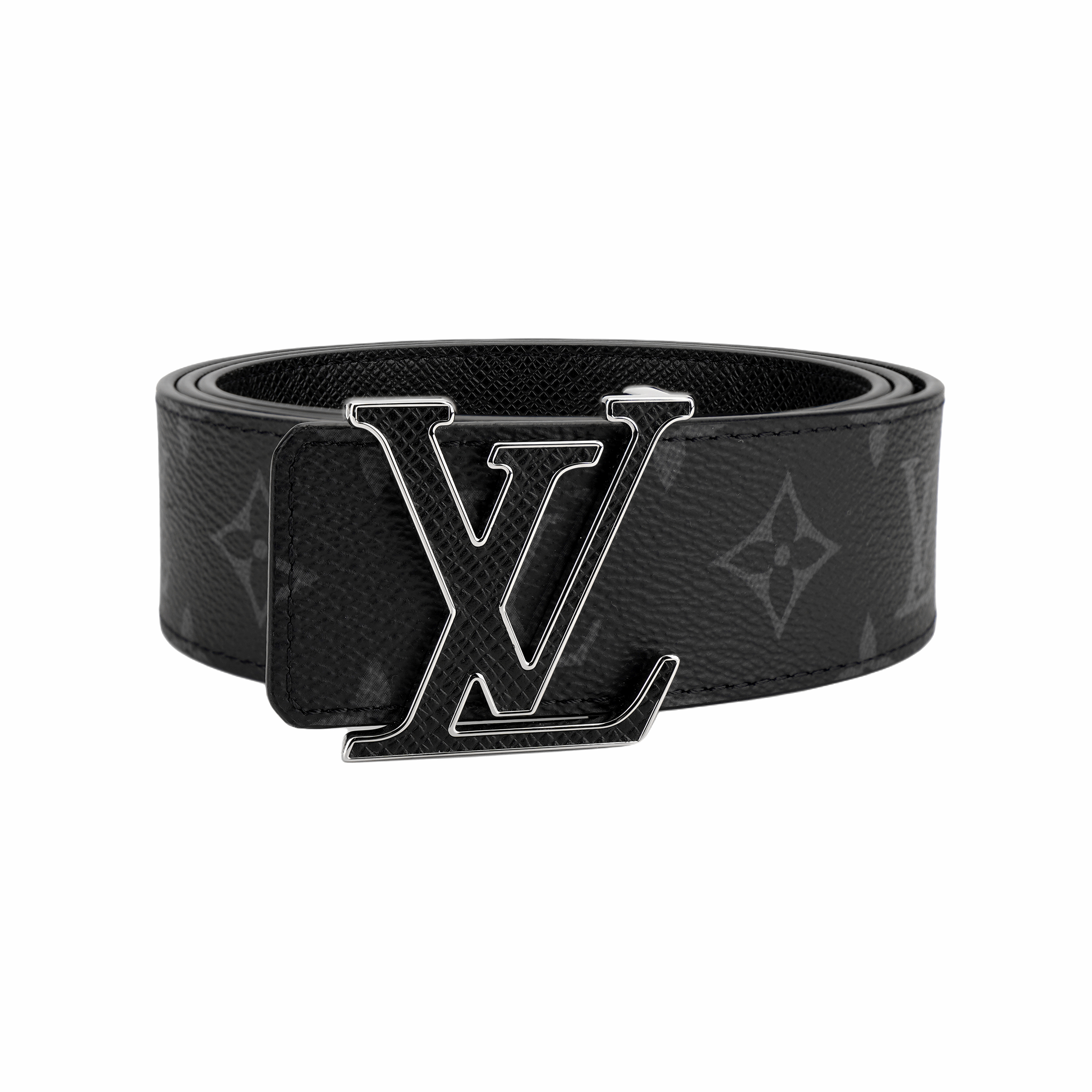 Louis Vuitton Black Leather Canvas Belt, Reversible 4cm Buckle M0157