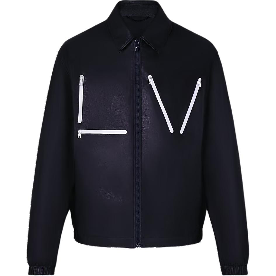 Louis Vuitton Black Leather Zip-Up Belted Jacket 1A8WPL