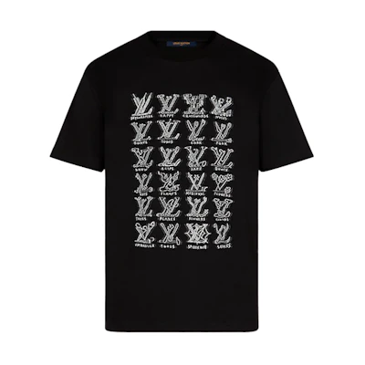 LOUIS VUITTON Black Logo Print Crew Neck T-Shirt 1A8GV6