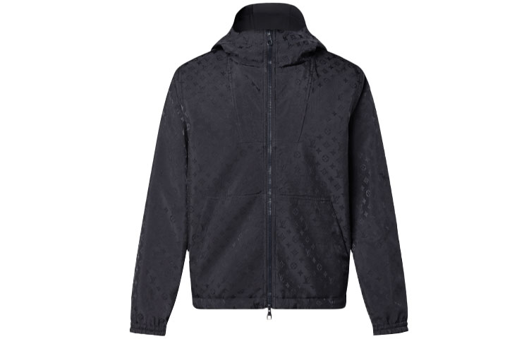 Louis Vuitton Black Logo Windproof Hooded Jacket 1A9A10