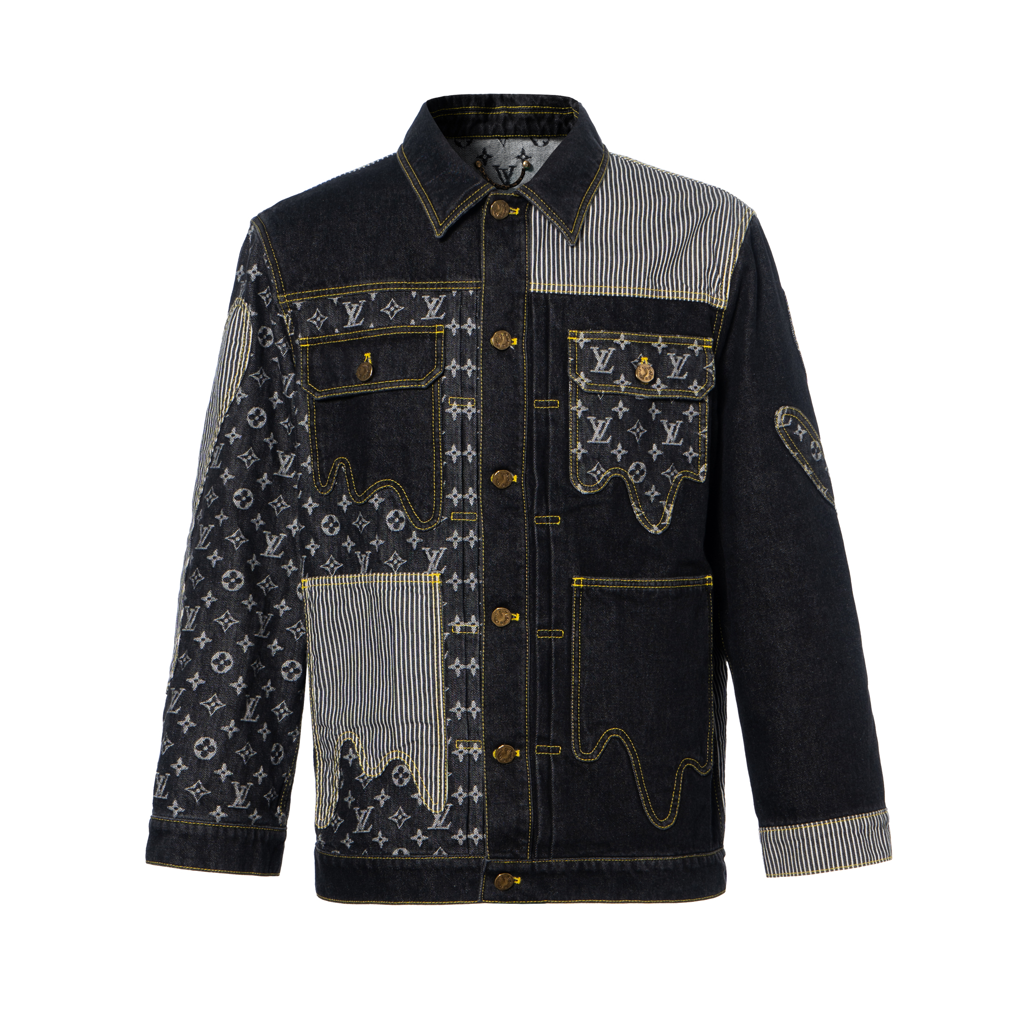 LOUIS VUITTON Black Monogram Patchwork Denim Jacket. 1A9K64