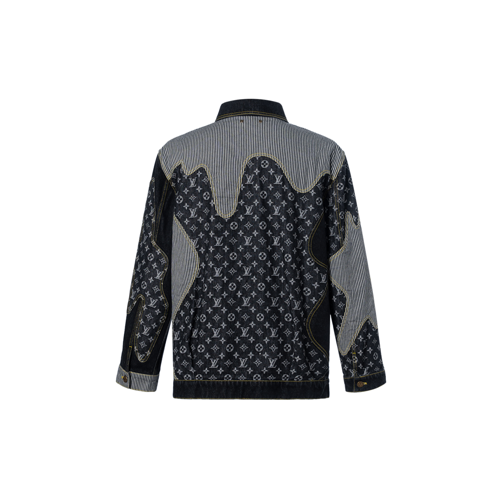 Lookbook LOUIS VUITTON Jaket Denim Patchwork Monogram Hitam. 1A9K64