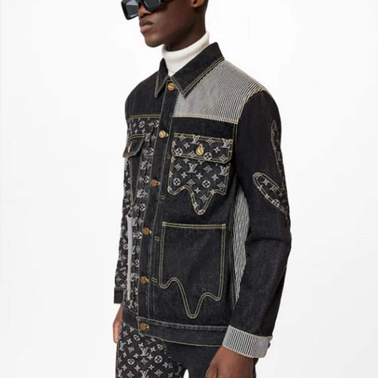 Details for LOUIS VUITTON Jaket Denim Patchwork Monogram Hitam. 1A9K64