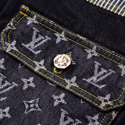 路易威登 黑色字母拼接丹寧外套 1A9K64 Cheap 路易威登 黑色字母拼接丹寧外套 1A9K64