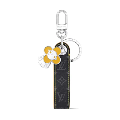 LOUIS VUITTON Black Petal Keychain Unisex Couples Accessory. M01469