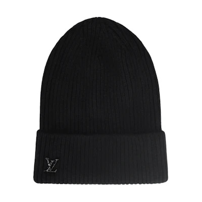 LOUIS VUITTON Black Pure Cashmere Knit Beanie. MP3246