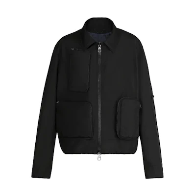 Louis Vuitton Black Solid Color Casual Jacket with Zippered Pocket 1A5VRJ