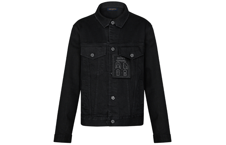 LOUIS VUITTON Black Solid Front Design Collar Jacket 1A5CHW 圖 2