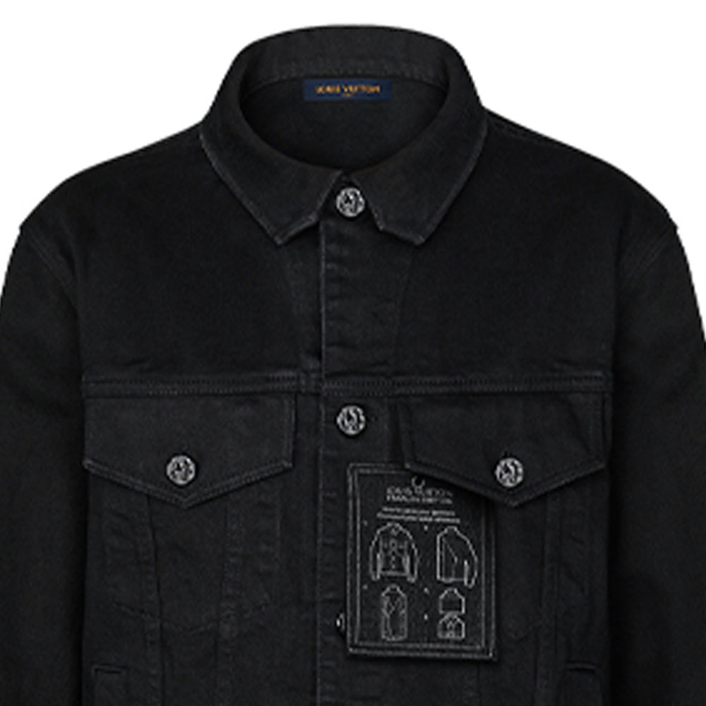 LOUIS VUITTON Black Solid Front Design Collar Jacket 1A5CHW 圖 6