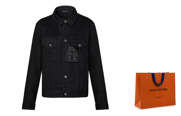 LOUIS VUITTON Black Solid Front Design Collar Jacket 1A5CHW 圖 8