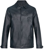 LOUIS VUITTON Black Solid Logo Leather Long Sleeve Jacket 1A4PM2 LOUIS VUITTON Black Solid Logo Leather Long Sleeve Jacket 1A4PM2