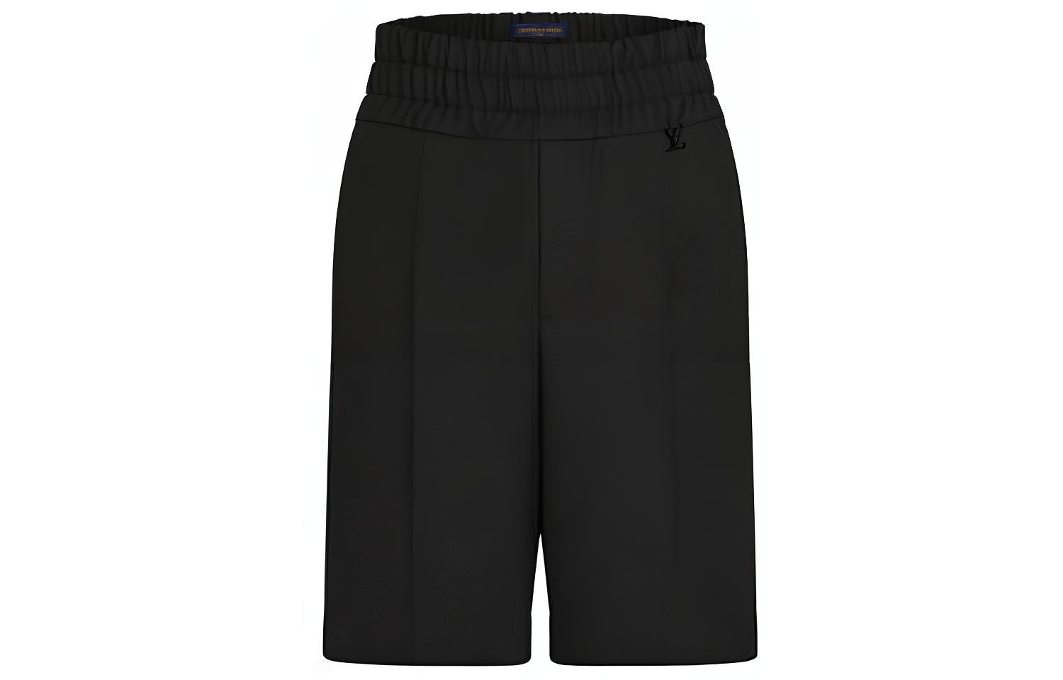 LOUIS VUITTON Black Solid Straight-Leg Elastic Waist Shorts 1A8PEI