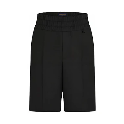 LOUIS VUITTON Black Solid Straight-Leg Elastic Waist Shorts 1A8PEI