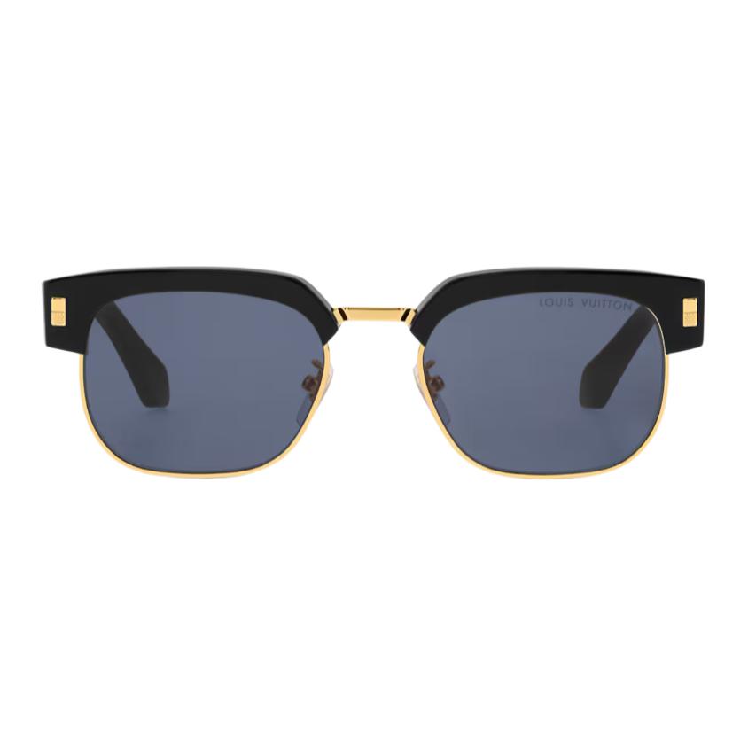 LOUIS VUITTON Black Square Sunglasses for Men with Metal Acetate Frame. Z2592U