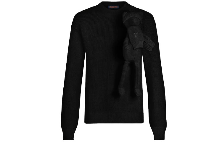 LOUIS VUITTON Black Teddy Bear Long Sleeve Knit Sweater 1A99JM