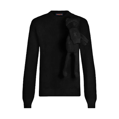 LOUIS VUITTON Black Teddy Bear Long Sleeve Knit Sweater 1A99JM