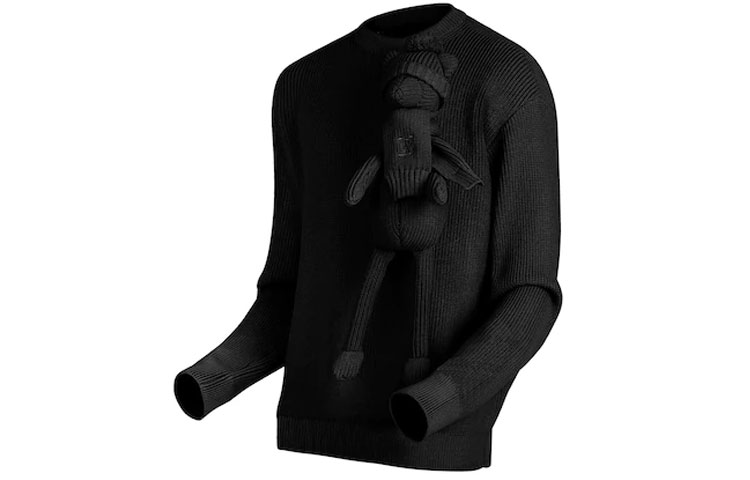 Shop LOUIS VUITTON Suéter Negro de Punto con Oso de Peluche de Manga Larga 1A99JM