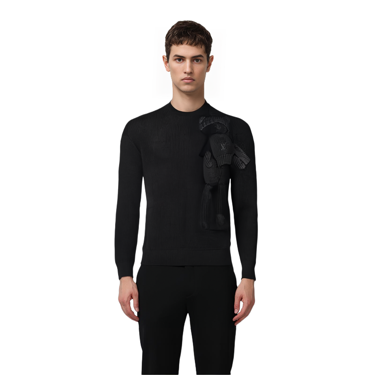 Purchase LOUIS VUITTON Suéter Negro de Punto con Oso de Peluche de Manga Larga 1A99JM