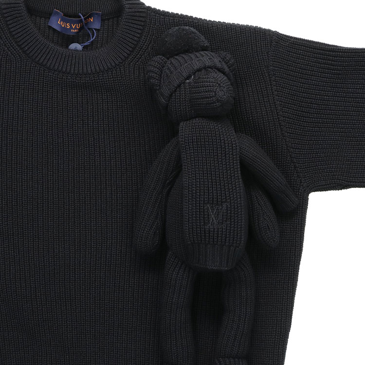 Cheap LOUIS VUITTON Suéter Negro de Punto con Oso de Peluche de Manga Larga 1A99JM