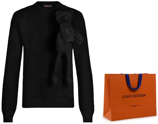 LOUIS VUITTON Suéter Negro de Punto con Oso de Peluche de Manga Larga 1A99JM 1