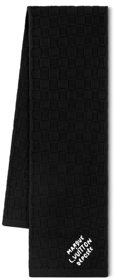 louis-vuitton-black-wool-logo-embroidered-scarf-unisex-couple-style-m90841