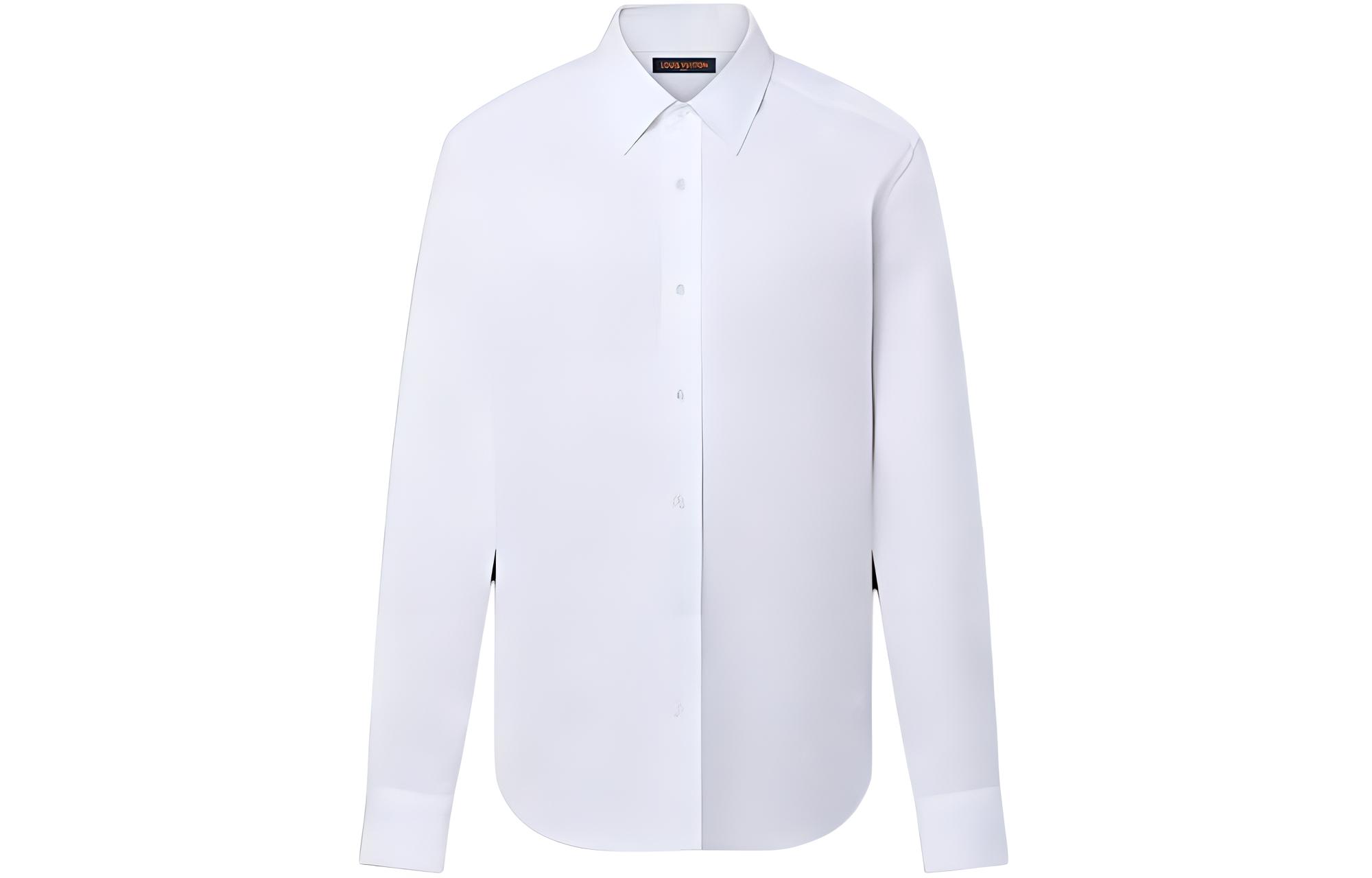LOUIS VUITTON Blason Printed White Long-Sleeve Button-Up Shirt for Men. 1AFREY
